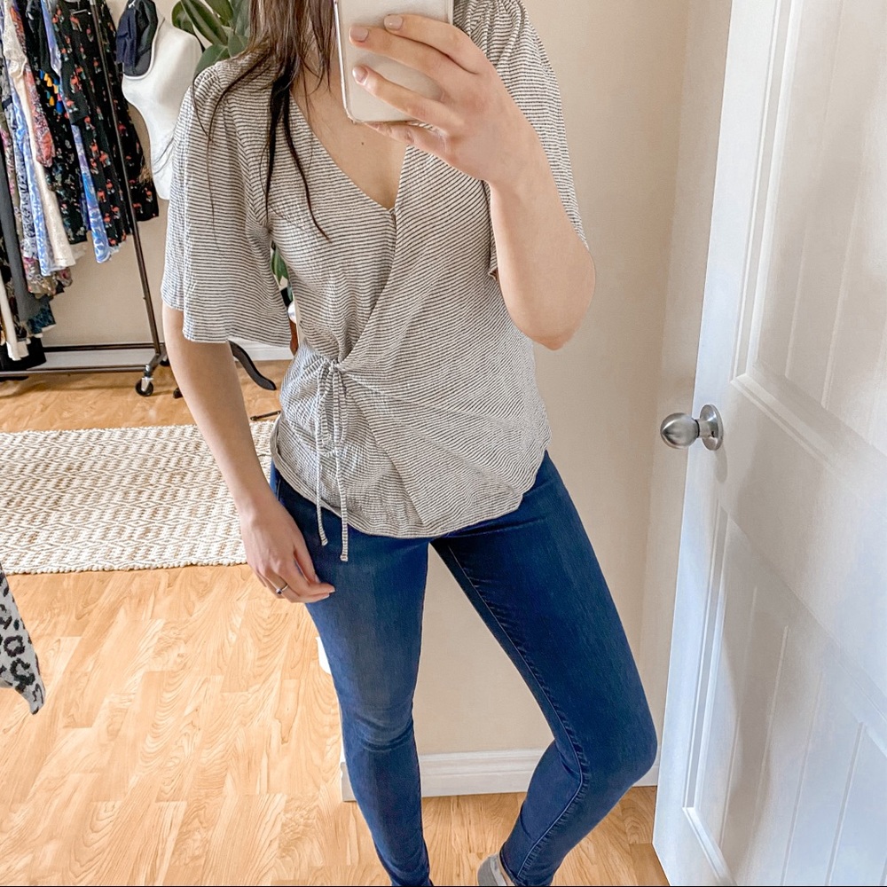 NWT Lucky Brand Striped Wrap Top